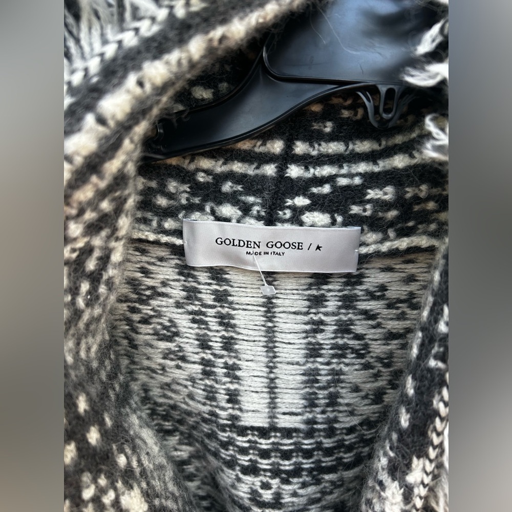GOLDEN GOOSE Journey belted fringed Fair Isle alpaca and wool-blend cardigan - Picture 12 of 16